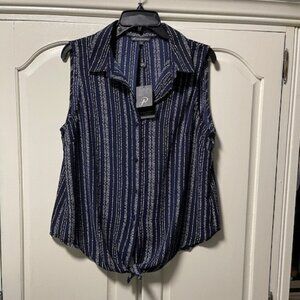 Adrianna Papell  Sleeveless Top Navy Blue Size L/NWT